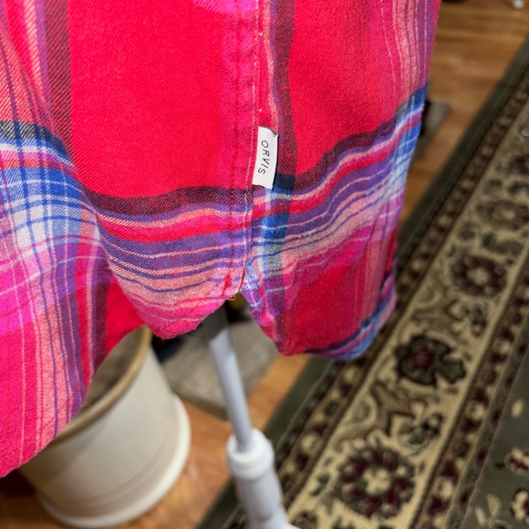 ORVIS CLASSIC COLLECTION SIZE LARGE RED MULTICOLORED PLAID FLANNEL SHIRT - Picture 5 of 6